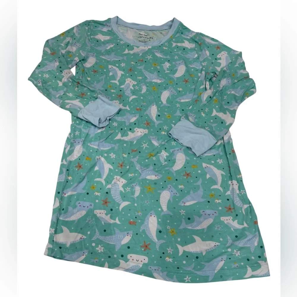 Little Sleepies Kids‎ Pajama Top Long Sleeve Ocean Sharks Print Size 12/14